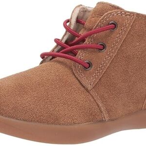 UGG Kids Tan Boots with Red Accents